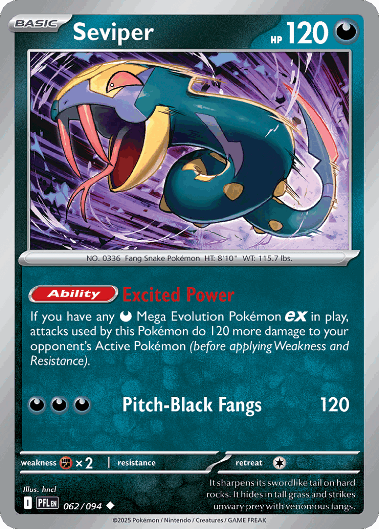 Seviper #62 from Phantasmal Flames - Uncommon - Illustrated by hncl