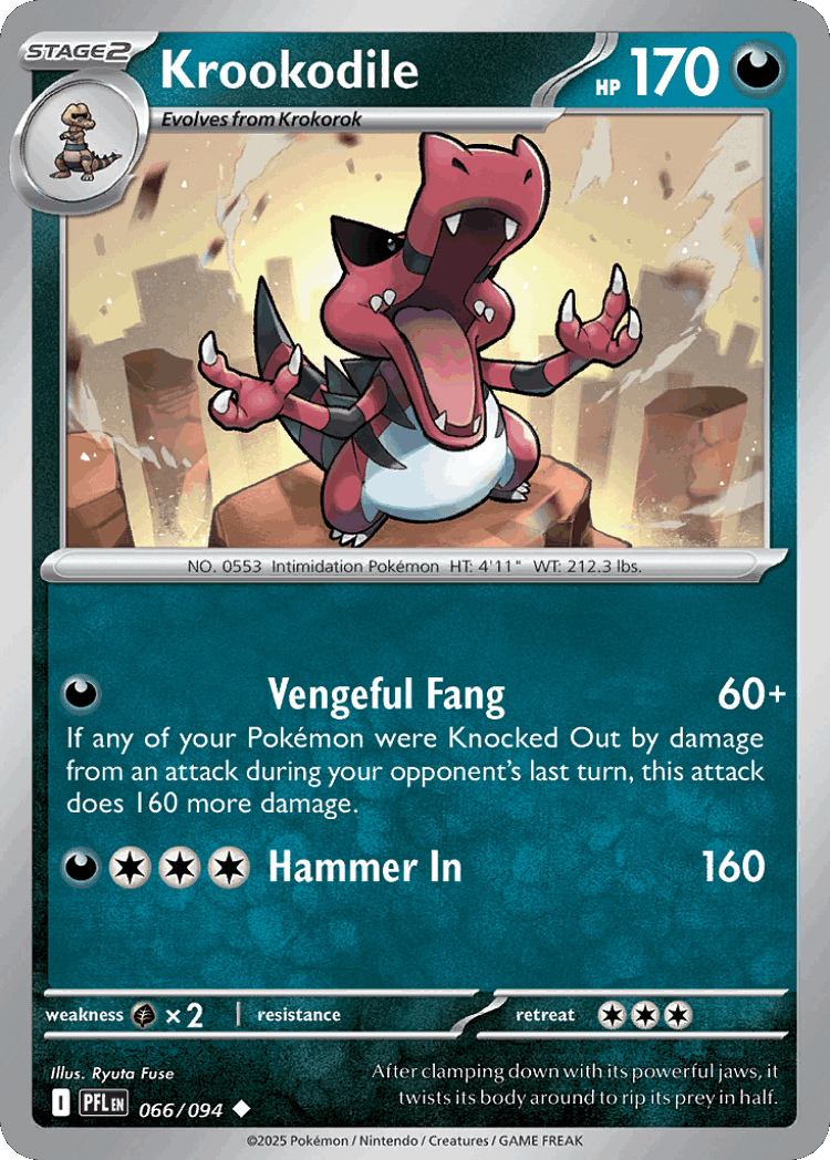 Krookodile #66 from Phantasmal Flames - Uncommon - Illustrated by Ryuta Fuse