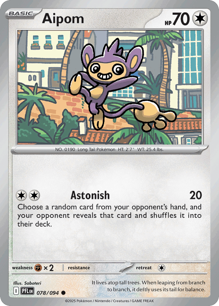 Aipom #78 from Phantasmal Flames - Common - Illustrated by Saboteri