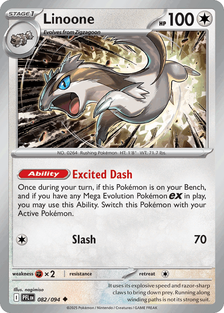 Linoone #82 from Phantasmal Flames - Uncommon - Illustrated by nagimiso
