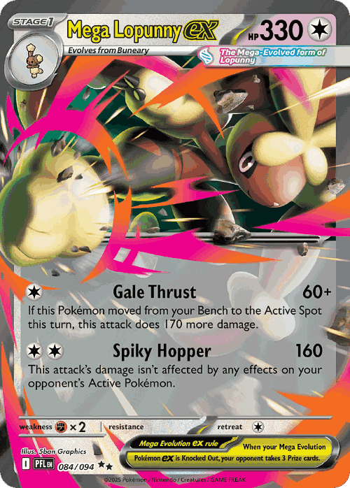 Mega Lopunny ex #84 from Phantasmal Flames - Double Rare - Illustrated by 5ban Graphics