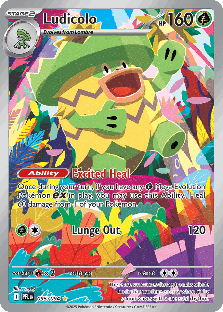 Ludicolo #95 from Phantasmal Flames - Illustration Rare - Illustrated by Jerky
