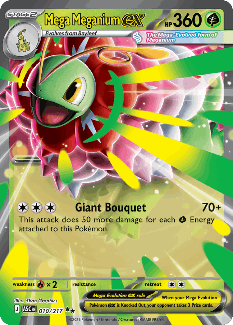 Mega Meganium ex #10 from Ascended Heroes - Double Rare - Illustrated by 5ban Graphics