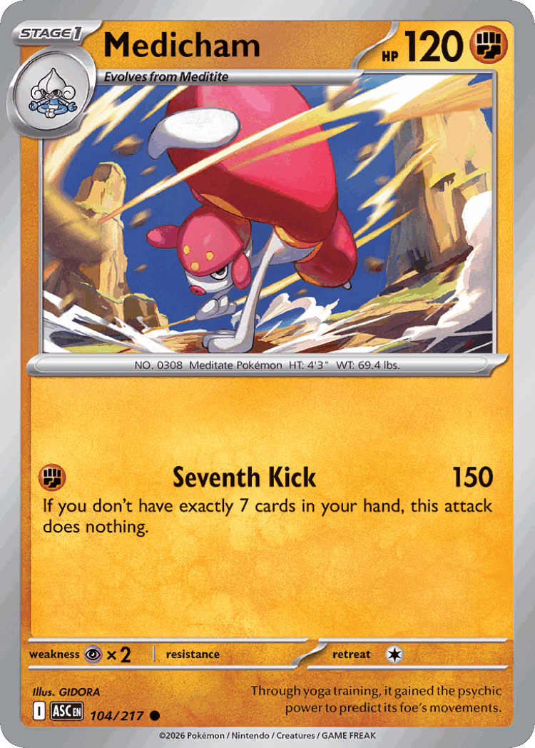 Medicham #104 from Ascended Heroes - Common - Illustrated by GIDORA
