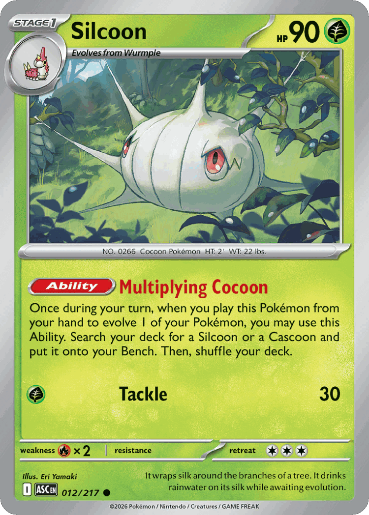 Silcoon #12 from Ascended Heroes - Common - Illustrated by Eri Yamaki