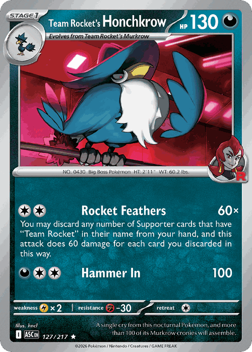 Team Rocket's Honchkrow 127, Ascended Heroes