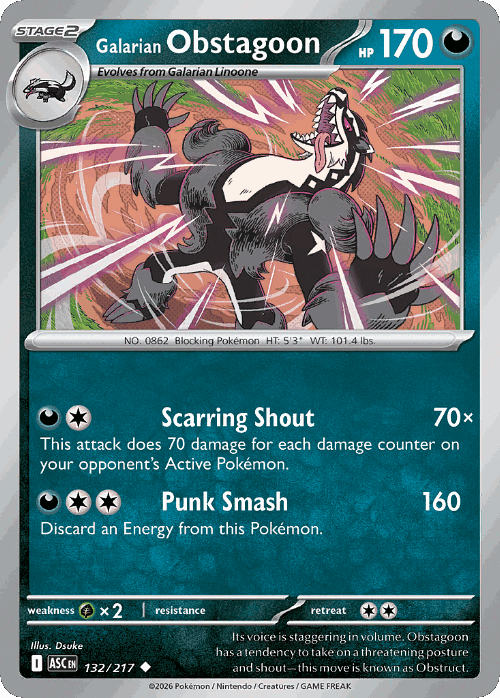 Galarian Obstagoon 132, Ascended Heroes