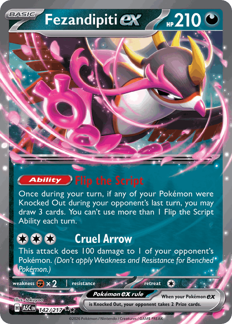 Fezandipiti ex #142 from Ascended Heroes - Double Rare - Illustrated by takuyoa