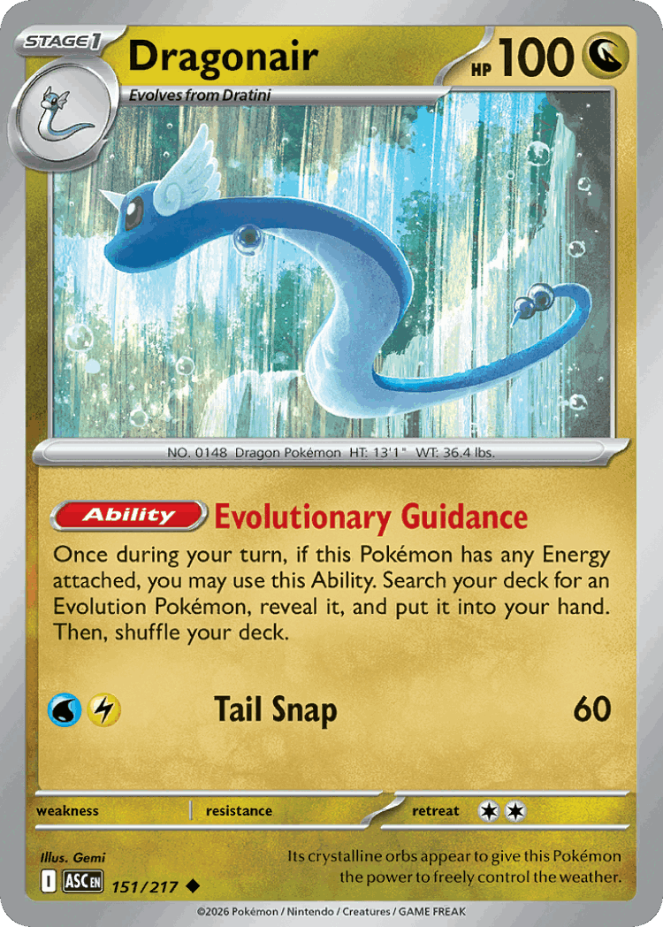 Dragonair #151 from Ascended Heroes - Uncommon - Illustrated by Gemi