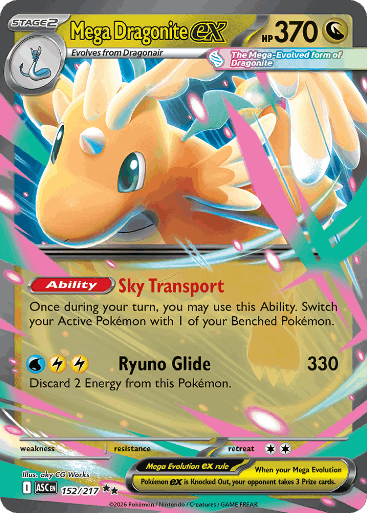 Mega Dragonite ex #152 from Ascended Heroes - Double Rare - Illustrated by aky CG Works