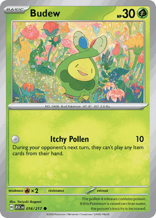 Budew #16 from Ascended Heroes - Common - Illustrated by Yoriyuki Ikegami