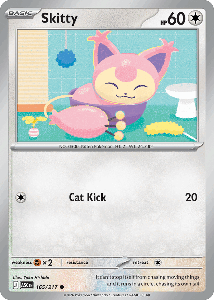Skitty #165 from Ascended Heroes - Common - Illustrated by Yoko Hishida
