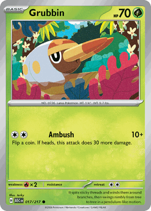 Grubbin #17 from Ascended Heroes - Common - Illustrated by Jerky