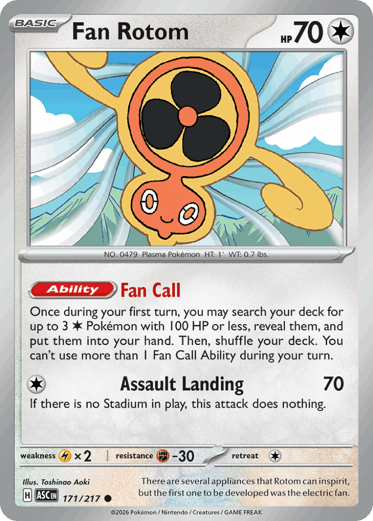 Fan Rotom #171 from Ascended Heroes - Common - Illustrated by Toshinao Aoki