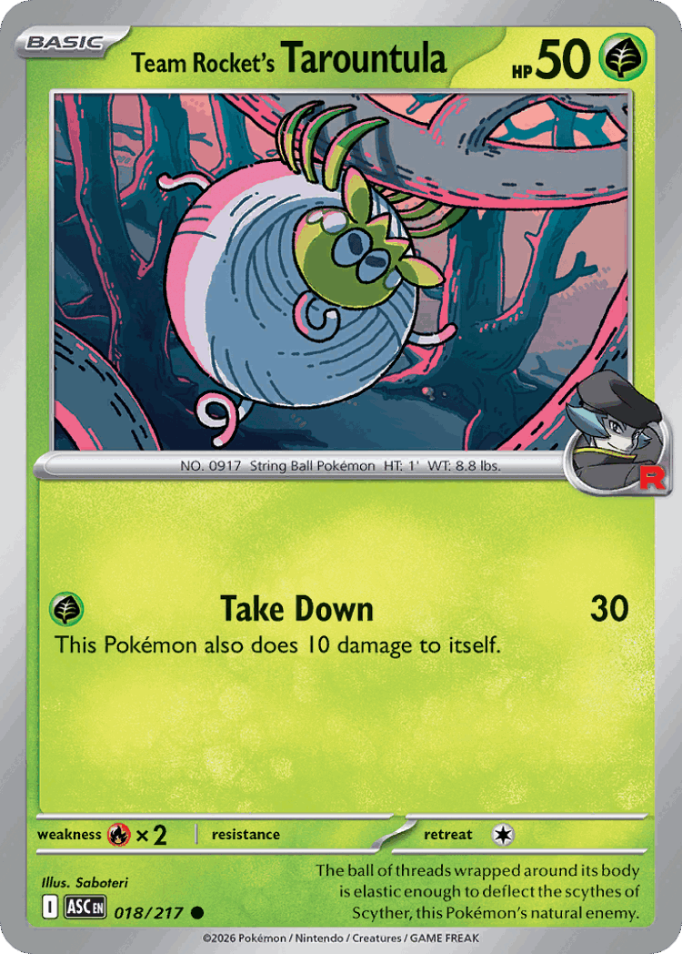 Team Rocket's Tarountula #18 from Ascended Heroes - Common - Illustrated by Saboteri