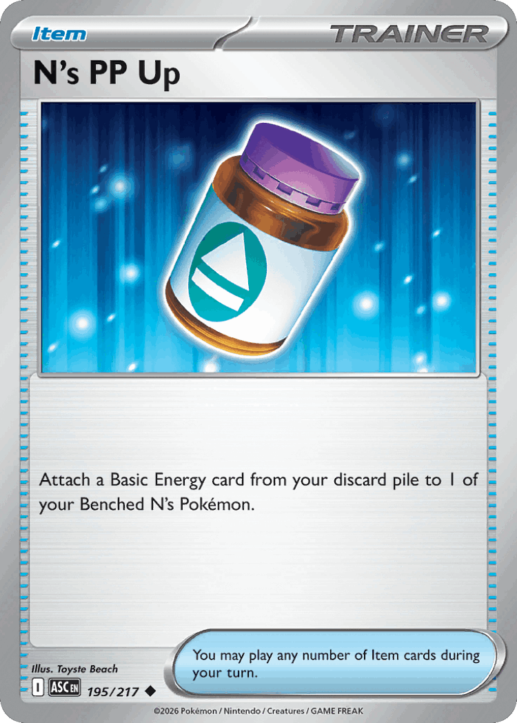 N's PP Up #195 from Ascended Heroes - Uncommon - Illustrated by Toyste Beach