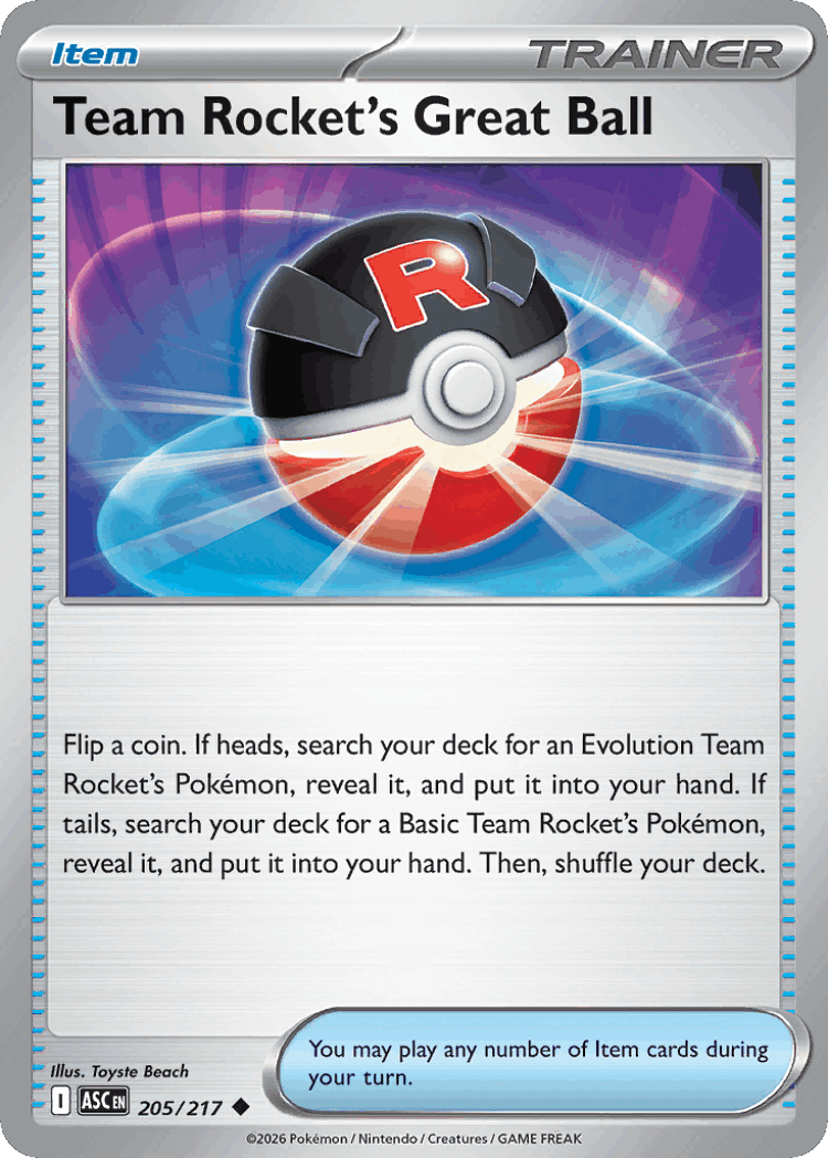 Team Rocket's Great Ball #205 from Ascended Heroes - Uncommon - Illustrated by Toyste Beach