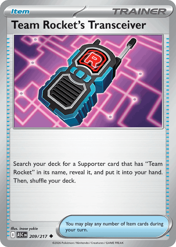 Team Rocket's Transceiver #209 from Ascended Heroes - Uncommon - Illustrated by inose yukie