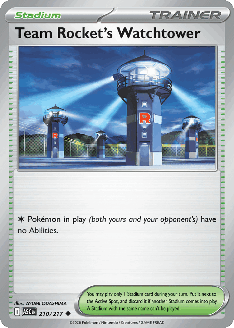 Team Rocket's Watchtower #210 from Ascended Heroes - Uncommon - Illustrated by AYUMI ODASHIMA