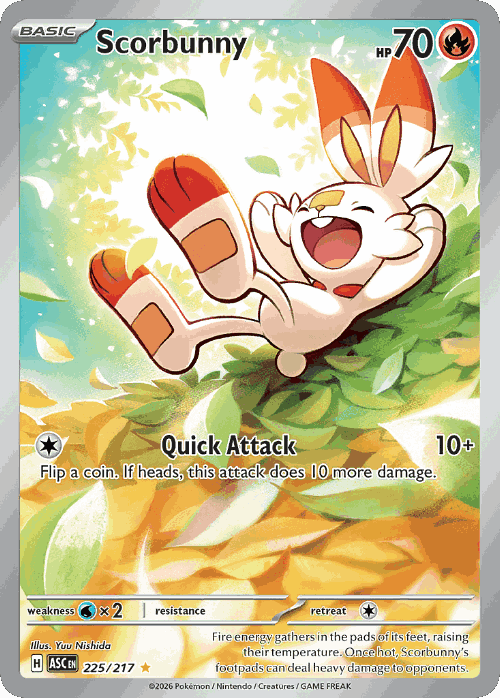 Scorbunny #225 from Ascended Heroes - Illustration Rare - Illustrated by Yuu Nishida