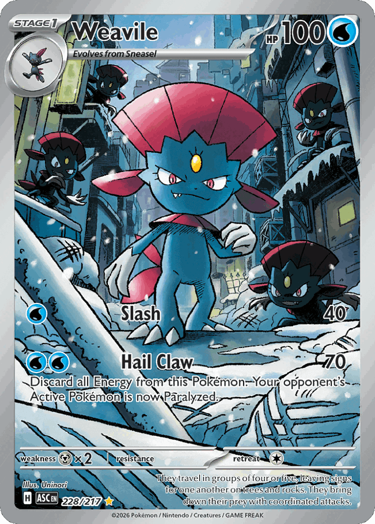 Weavile #228 from Ascended Heroes - Illustration Rare - Illustrated by Uninori
