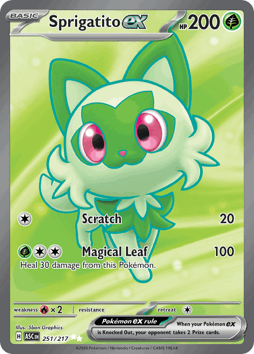 Sprigatito ex #251 from Ascended Heroes - Ultra Rare - Illustrated by 5ban Graphics