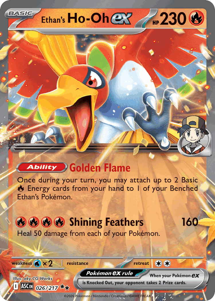 Ethan's Ho-Oh ex #26 from Ascended Heroes - Double Rare - Illustrated by aky CG Works