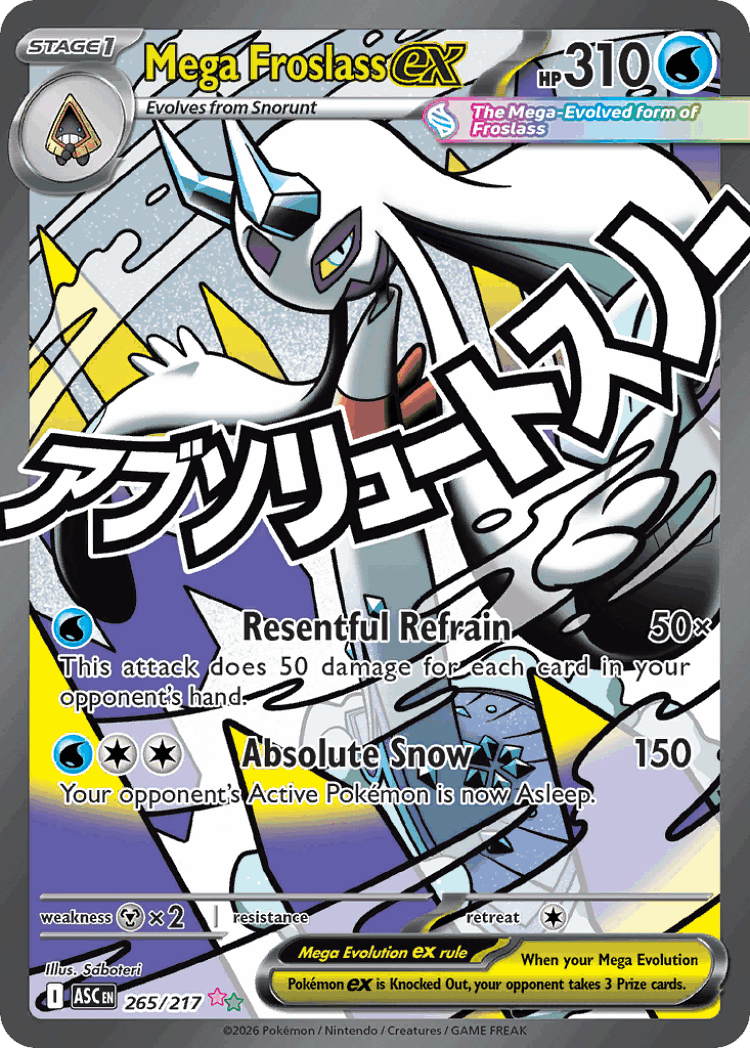 Mega Froslass ex #265 from Ascended Heroes - Mega Attack Rare - Illustrated by Saboteri