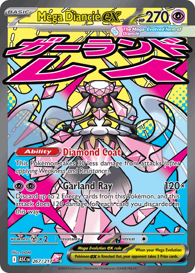 Mega Diancie ex #267 from Ascended Heroes - Mega Attack Rare - Illustrated by DOM