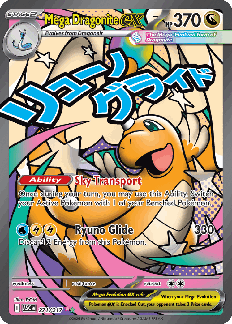 Mega Dragonite ex #271 from Ascended Heroes - Mega Attack Rare - Illustrated by DOM