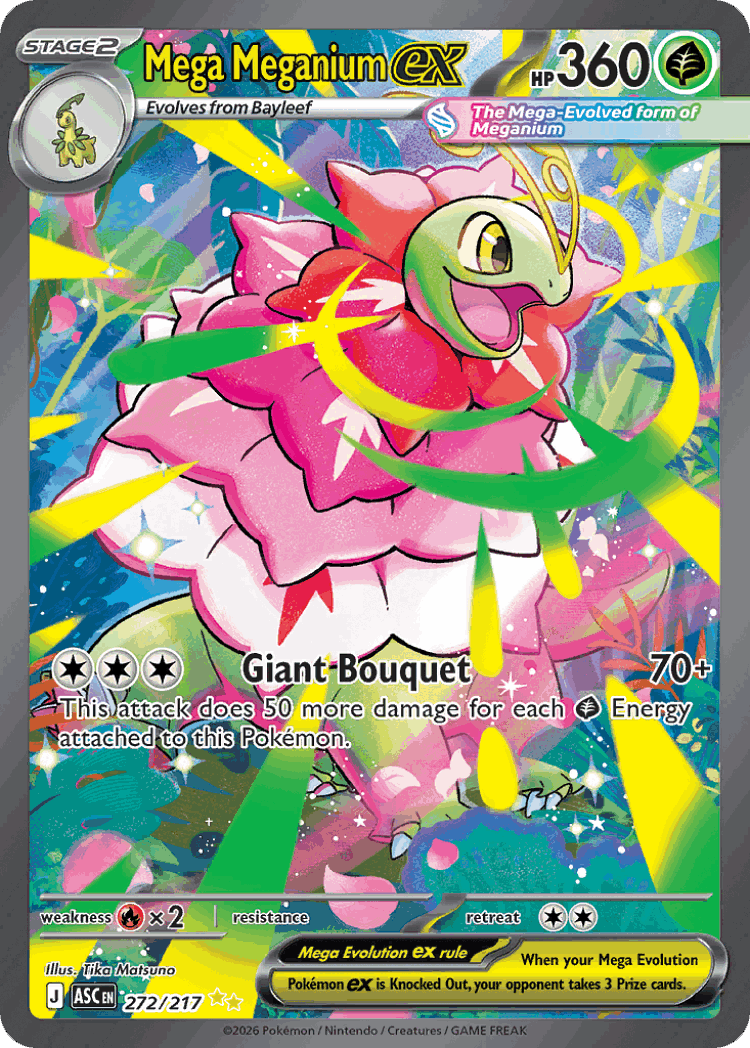 Mega Meganium ex #272 from Ascended Heroes - Special Illustration Rare - Illustrated by Tika Matsuno
