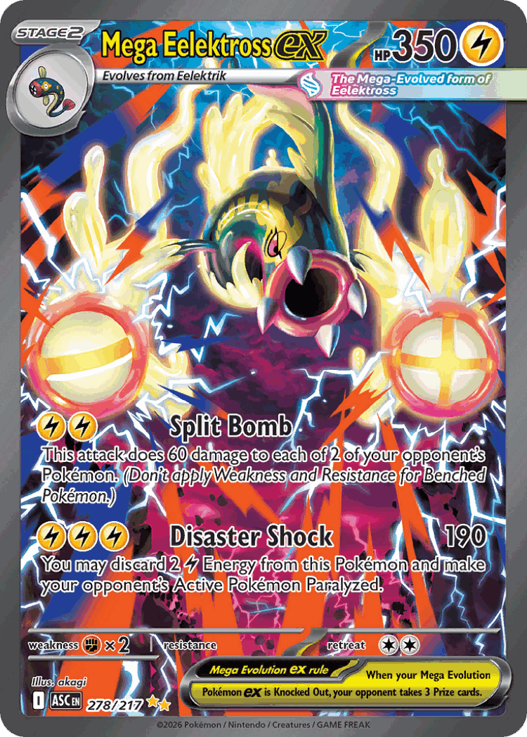 Mega Eelektross ex #278 from Ascended Heroes - Special Illustration Rare - Illustrated by akagi