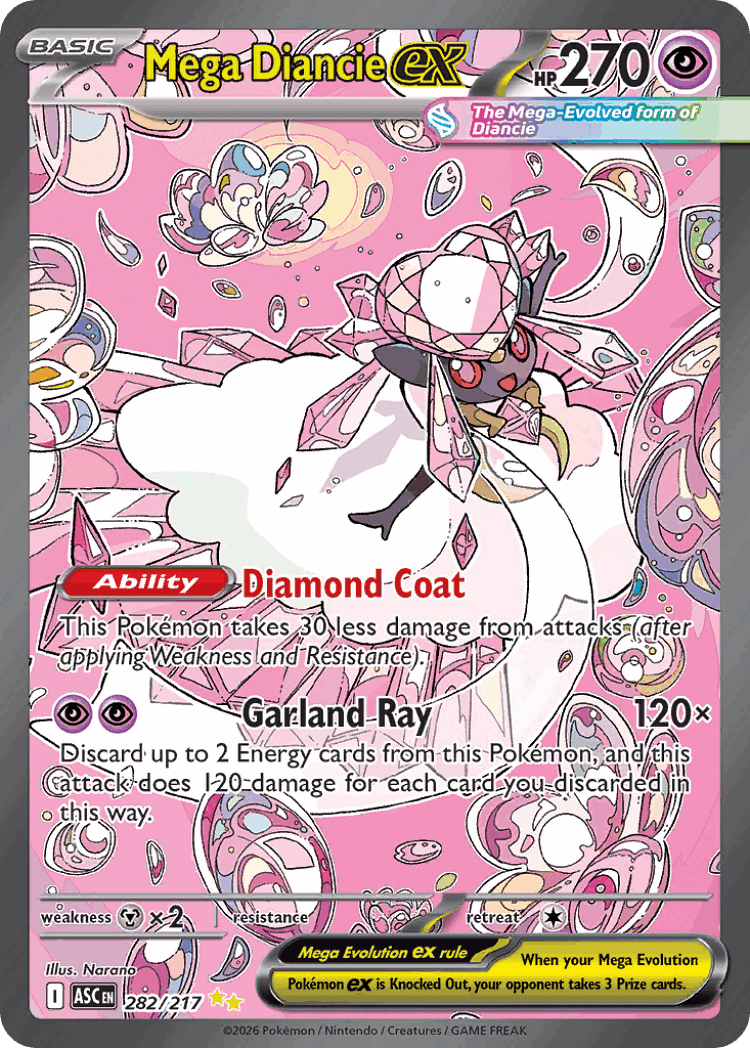 Mega Diancie ex #282 from Ascended Heroes - Special Illustration Rare - Illustrated by Narano