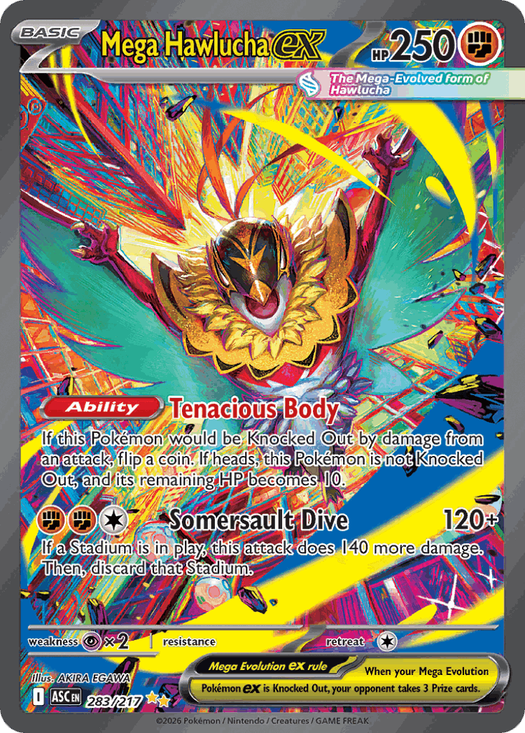 Mega Hawlucha ex #283 from Ascended Heroes - Special Illustration Rare - Illustrated by AKIRA EGAWA