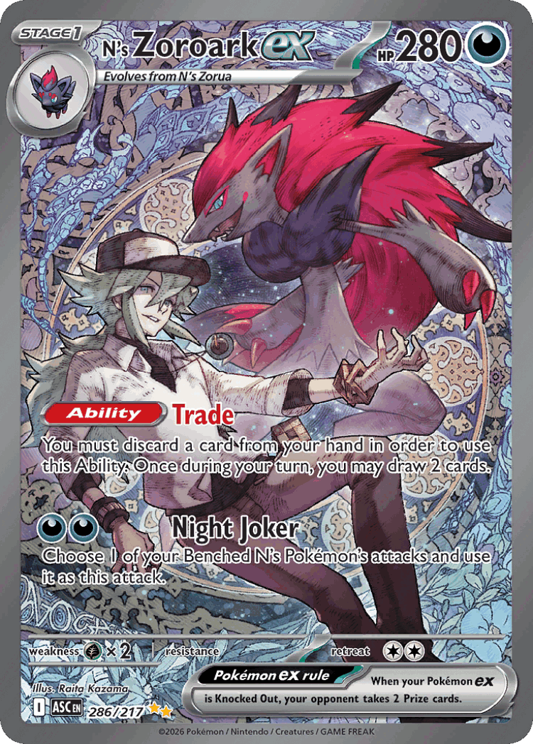 N's Zoroark ex #286 from Ascended Heroes - Special Illustration Rare - Illustrated by Raita Kazama