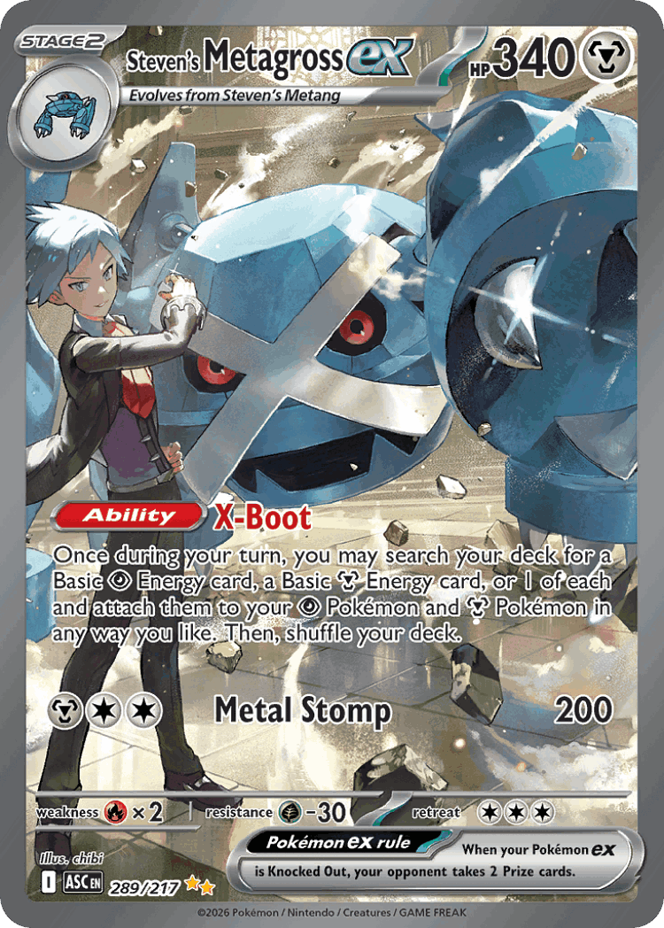 Steven's Metagross ex #289 from Ascended Heroes - Special Illustration Rare - Illustrated by chibi