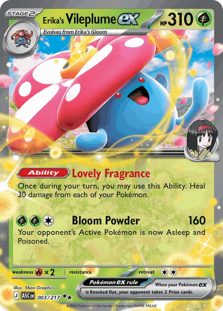 Erika's Vileplume ex #3 from Ascended Heroes - Double Rare - Illustrated by 5ban Graphics