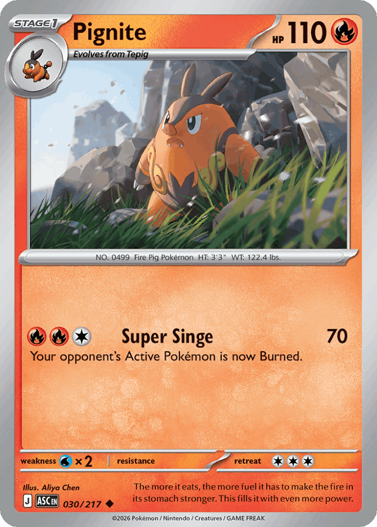 Pignite #30 from Ascended Heroes - Uncommon - Illustrated by Aliya Chen
