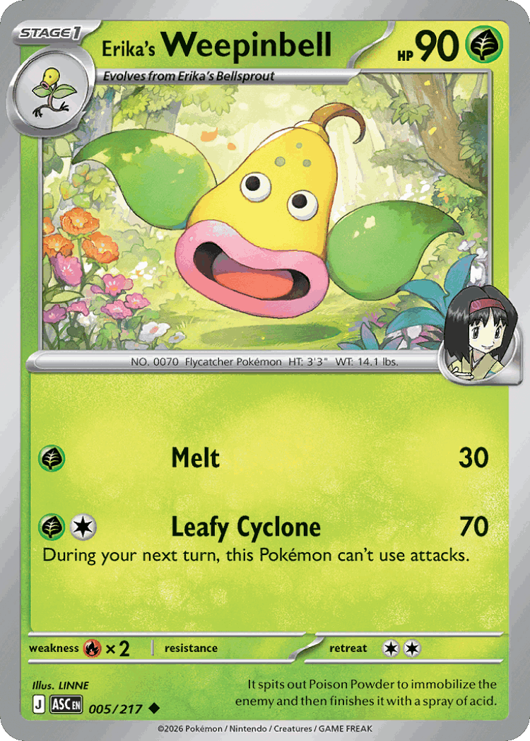 Erika's Weepinbell #5 from Ascended Heroes - Uncommon - Illustrated by LINNE
