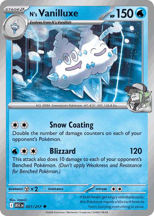 N's Vanilluxe #51 from Ascended Heroes - Uncommon - Illustrated by imoniii