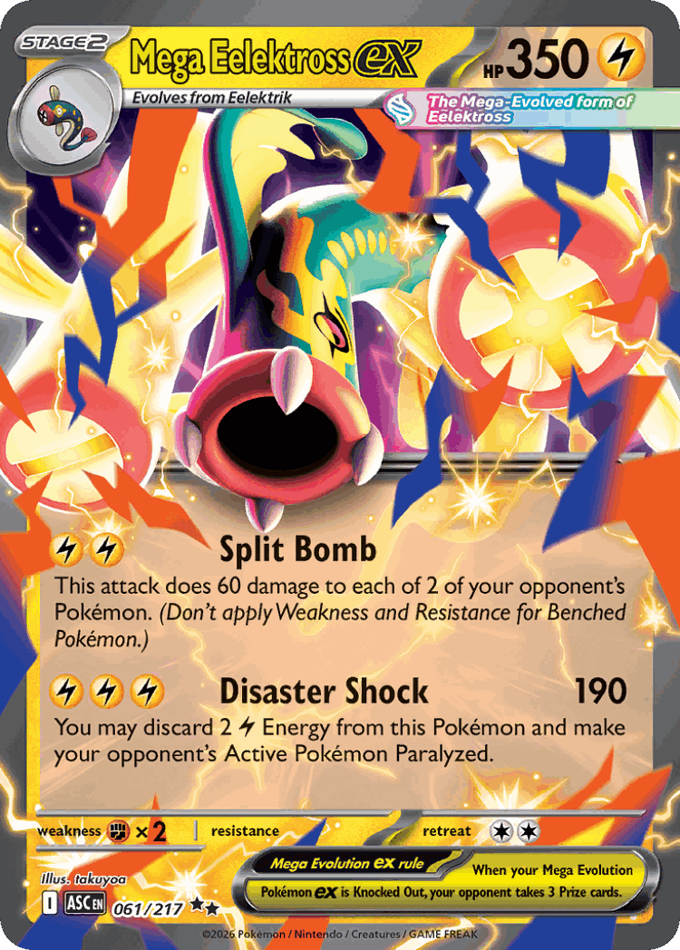 Mega Eelektross ex #61 from Ascended Heroes - Double Rare - Illustrated by takuyoa