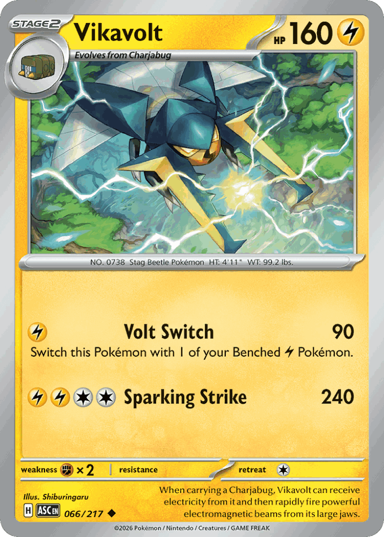 Vikavolt #66 from Ascended Heroes - Uncommon - Illustrated by Shiburingaru