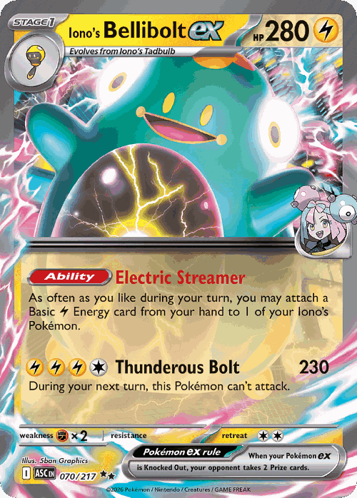 Iono's Bellibolt ex 70, Ascended Heroes