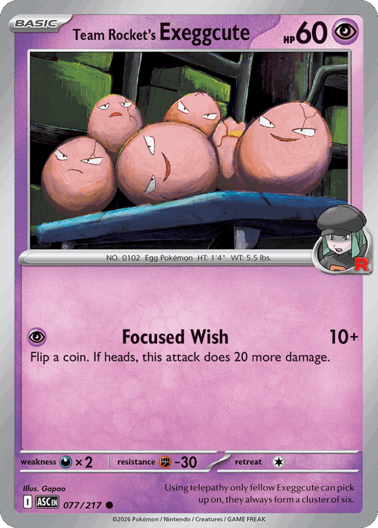 Team Rocket's Exeggcute #77 from Ascended Heroes - Common - Illustrated by Gapao
