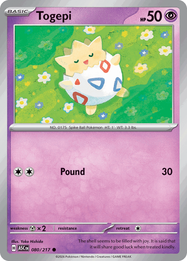 Togepi #80 from Ascended Heroes - Common - Illustrated by Yoko Hishida
