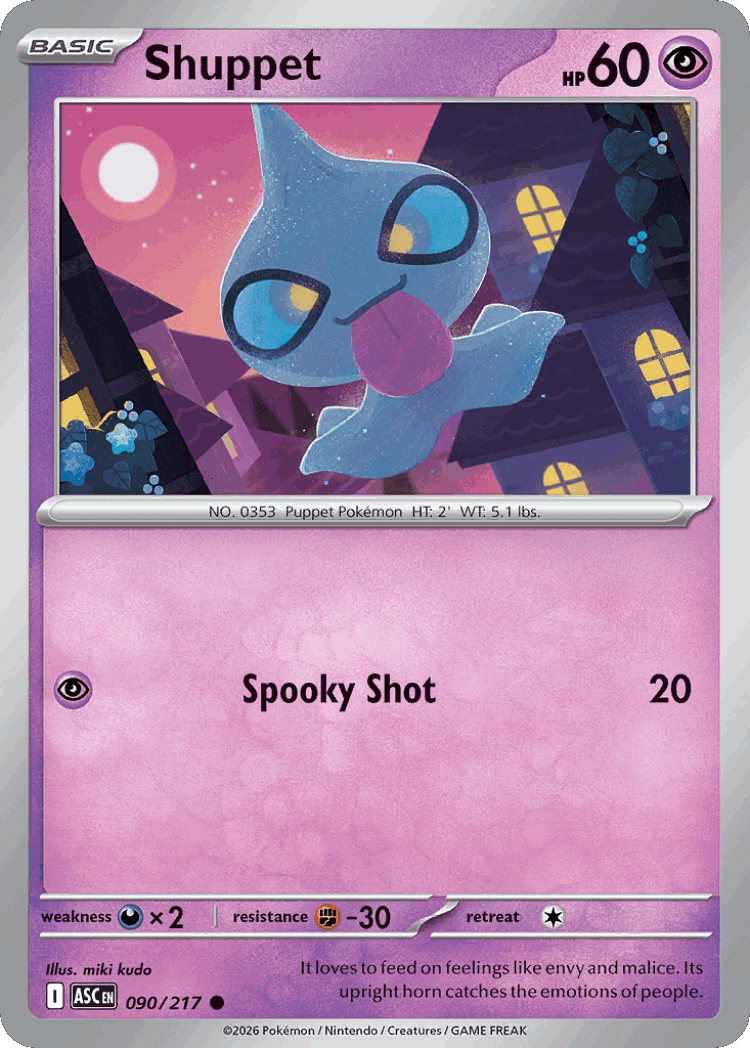 Shuppet #90 from Ascended Heroes - Common - Illustrated by miki kudo