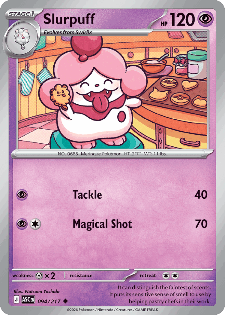 Slurpuff #94 from Ascended Heroes - Uncommon - Illustrated by Natsumi Yoshida