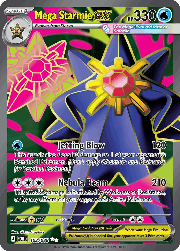 Mega Starmie ex #102 from Perfect Order - Ultra Rare - Illustrated by 5ban Graphics