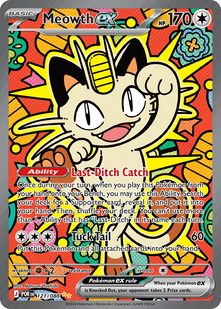 Meowth ex #121 from Perfect Order - Special Illustration Rare - Illustrated by Natsumi Yoshida