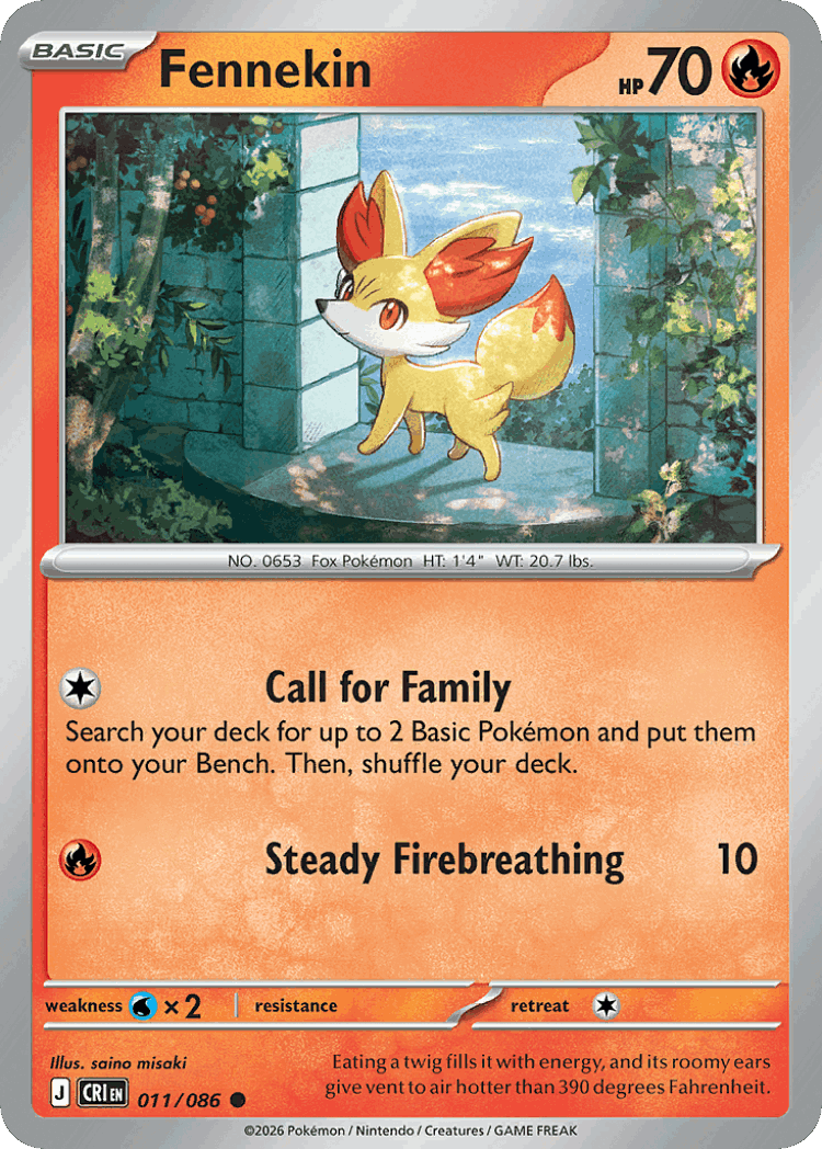 Fennekin #11 from Chaos Rising - Common - Illustrated by saino misaki